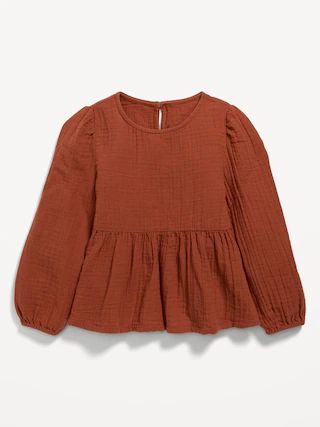 Double-Weave Long-Sleeve Peplum Top for Toddler Girls | Old Navy (US)