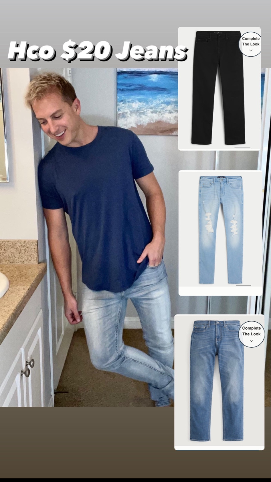 Hollister $20 Jean Sale! 
Save over 50% off on this sale! Variety of fits & styles-straight, slim straight, & destroyed.

#LTKU #LTKmens #LTKsalealert