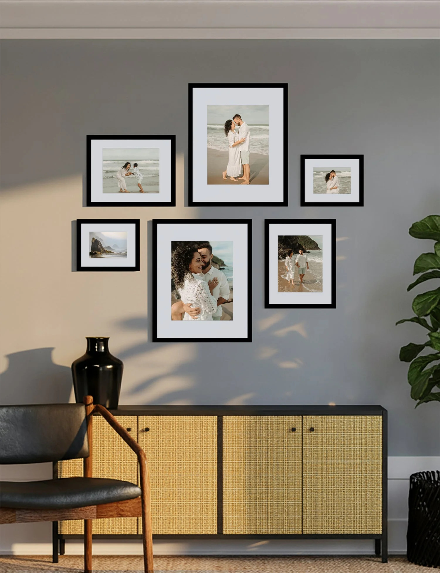 Classic Hallway | Six frame gallery with mat designed by Bobby Berk | Frameology