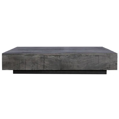 Solid Wood Low Profile Coffee Table, Rough Surface, 47.19" W X D 9.22" H, Dark Gray Table With Charcoal Finish, And 47.19"x47.19"x9.22", | Wayfair North America