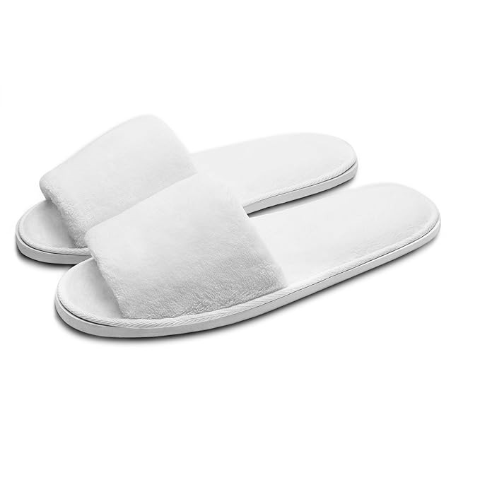 AhfuLife echoapple 5 Pairs of Deluxe Open Toe White Slippers for Spa, Party Guest, Hotel and Trav... | Amazon (US)