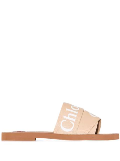 Chloé Woody Logo Strap Sandals - Farfetch | Farfetch (CA)