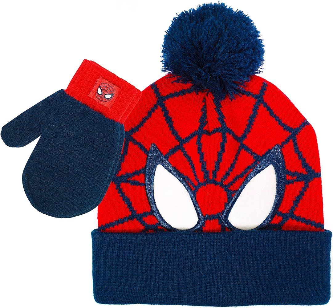 Marvel Spider-Man Toddler Winter Hat for Boys and Toddler Mittens for Boys Set, Toddler Boys Bean... | Amazon (US)