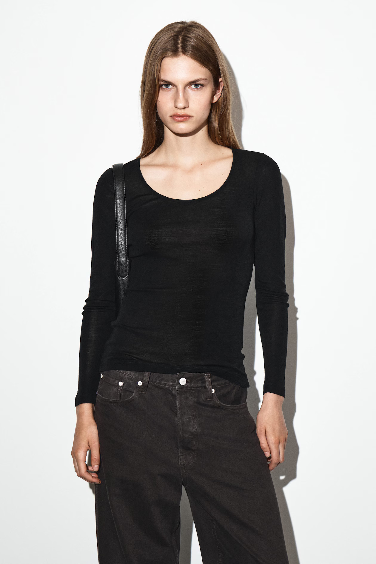 MERINO WOOL SCOOP-NECK TOP - BLACK | COS GB | COS UK