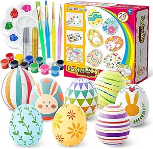 Easter White Eggs Painting Kit-Paintable Flocking Eggs with Doodle Kit for DIY Design-Hanging Flo... | Amazon (US)