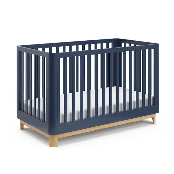 Storkcraft Santos 3-in-1 Convertible Crib - Midnight Blue/Natural | Bed Bath & Beyond