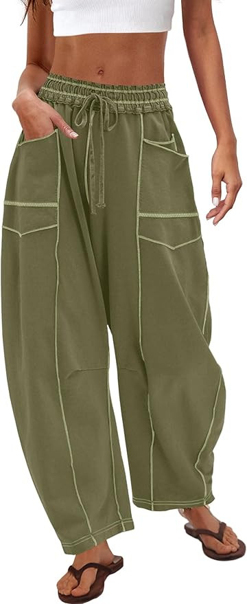 Nirovien Womens Barrel Sweatpants High Waisted Wide Leg Sweatpants Drawstring Lounge Baggy Pants ... | Amazon (US)
