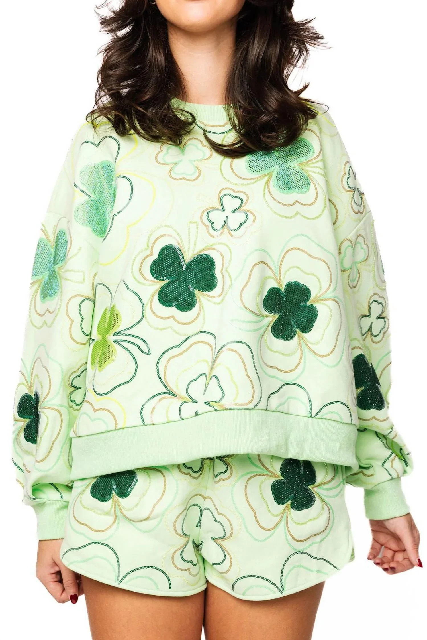 Groovy Shamrock Sweatshirt In Light Green | Shop Simon