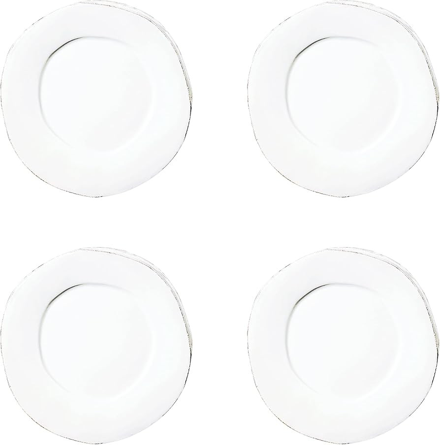 Vietri Lastra White European Dinner Plate Set of 4, 10.5 Inch Italian Stoneware | Amazon (US)