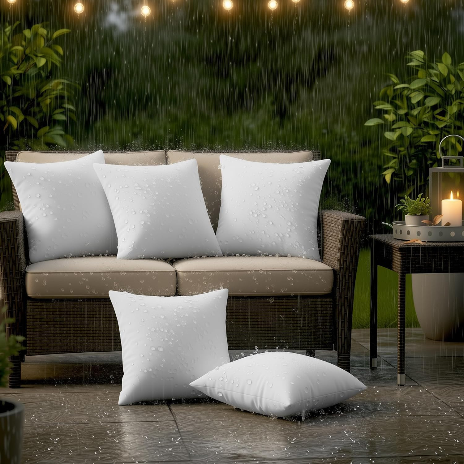 Utopia Bedding Outdoor Pillow Inserts 22 x 22 Inches (Pack of 2, White), Water Resistant Garden Throw Pillows for Patio and Porch Furniture | Amazon (US)