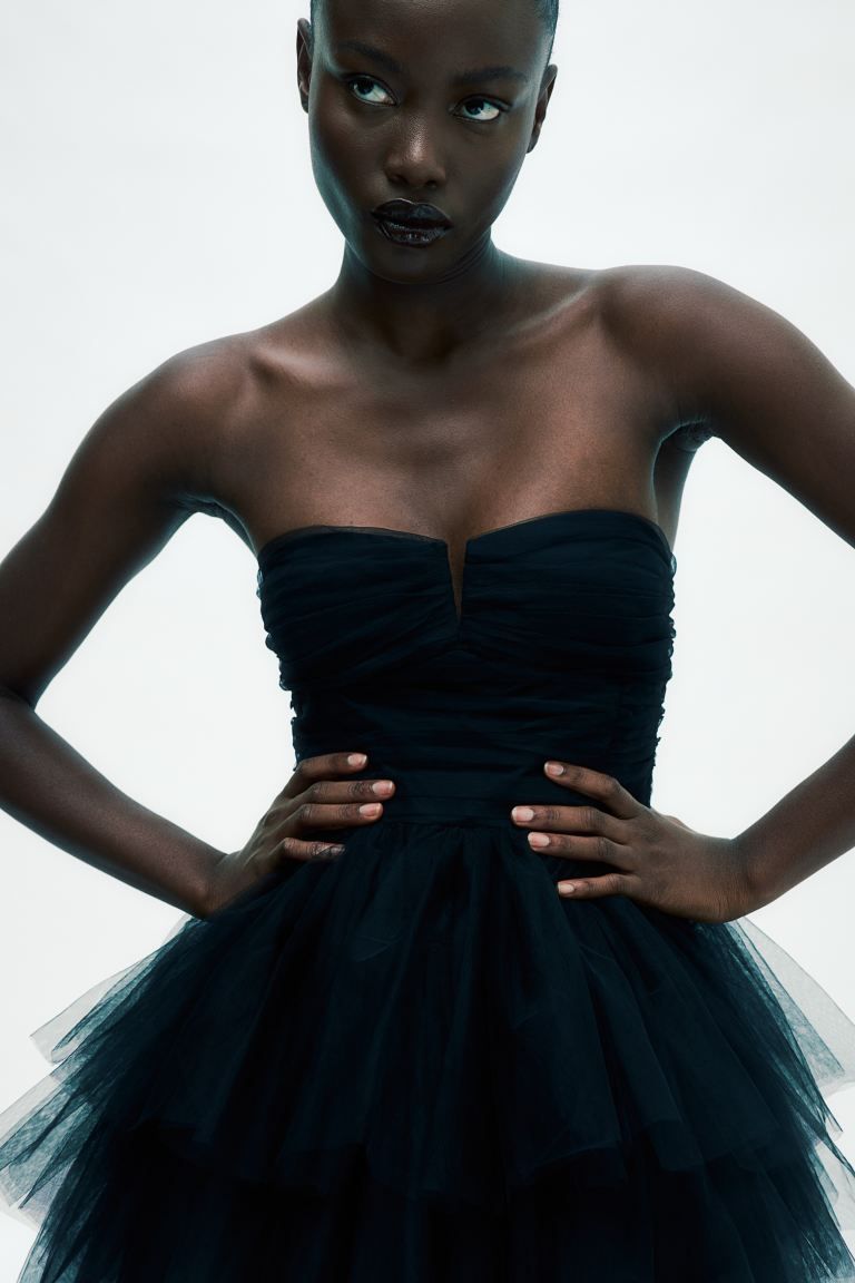 Volumineuze tulen jurk - Zwart - DAMES | H&M NL | H&M (DE, AT, CH, NL, FI)