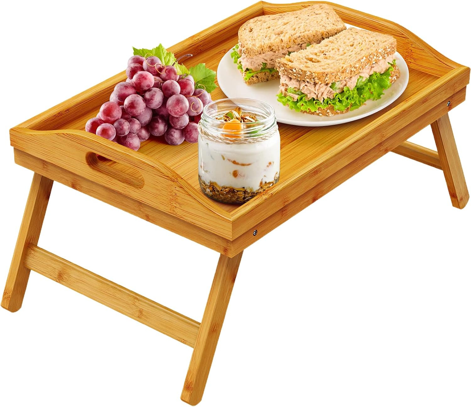 Pipishell Bamboo Bed Tray Table with Foldable Legs, Breakfast Tray for Sofa, Bed, Eating, Working... | Amazon (CA)
