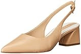 Franco Sarto Womens Racer Slingback Low Block Heel Pointed Toe Pump, Beige Leather, 9 | Amazon (US)