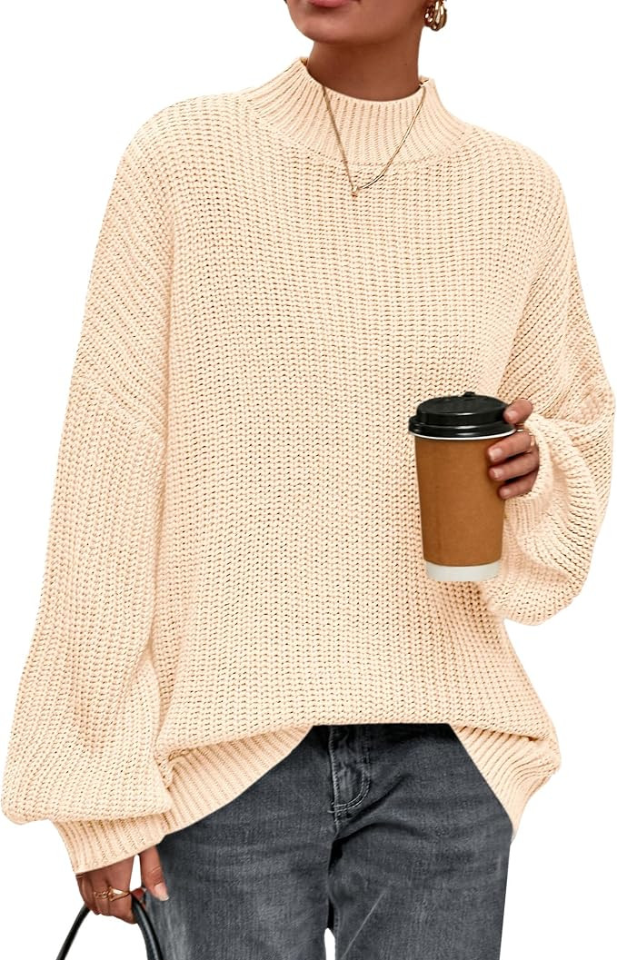 PRETTYGARDEN Fall Oversized Sweaters for Women 2025 Chunky Knit Long Sleeve Turtle Neck Pullover ... | Amazon (US)