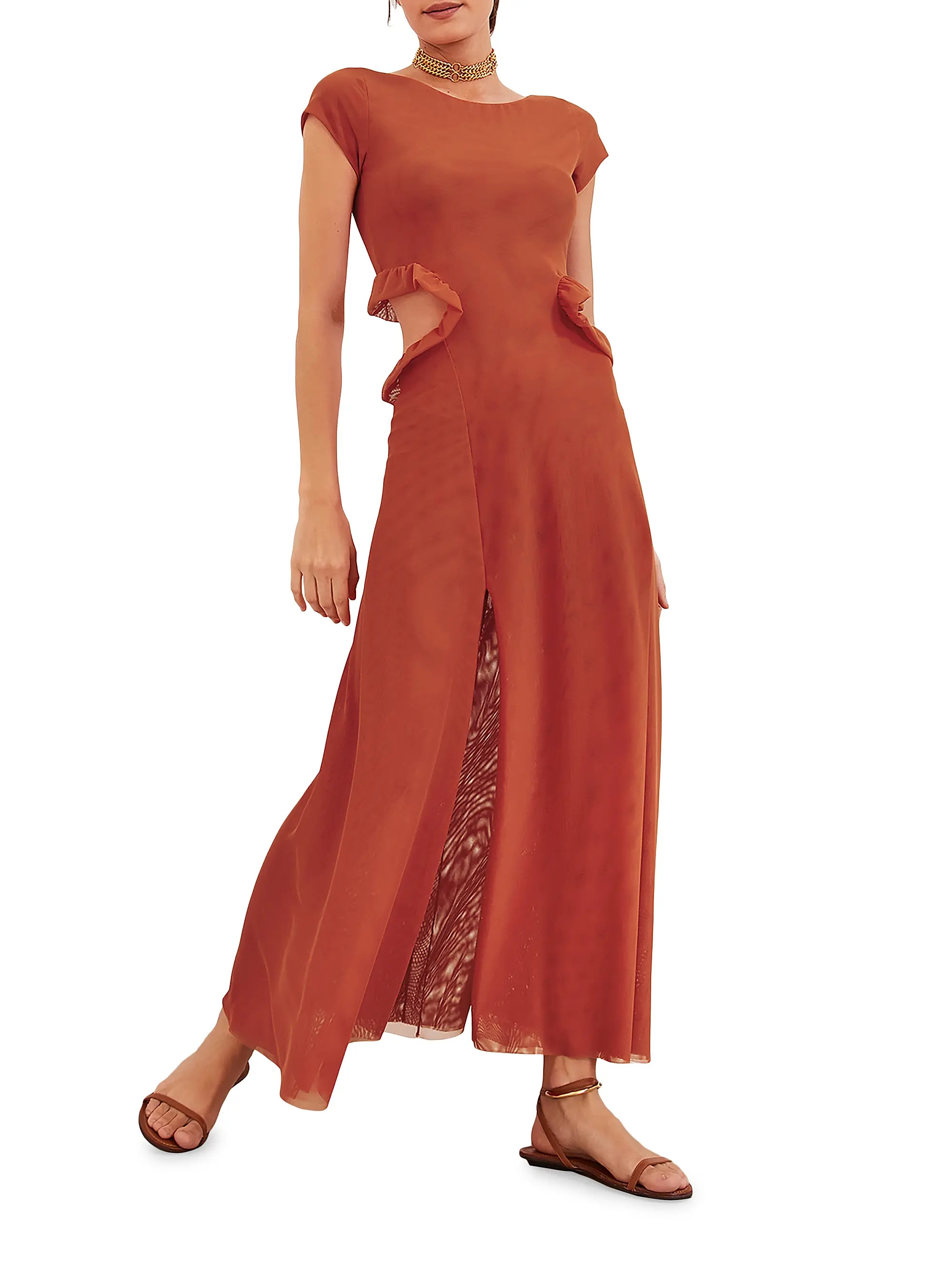 Evie Cut-Out Ruffled Maxi Dress | Saks Fifth Avenue