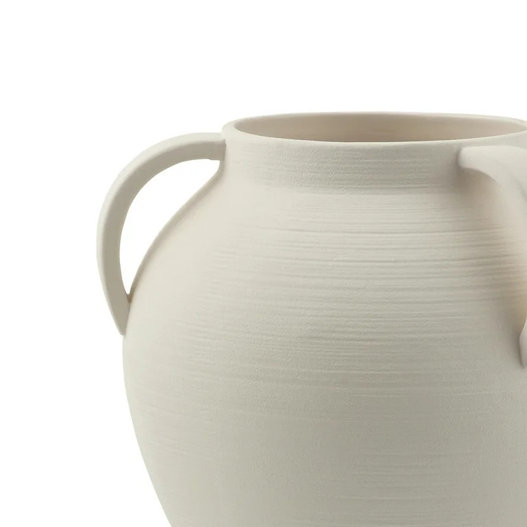 Home Decor Collection 8'' White Matte Textured Ceramic Stoneware Vase with Handles - Walmart.com | Walmart (US)