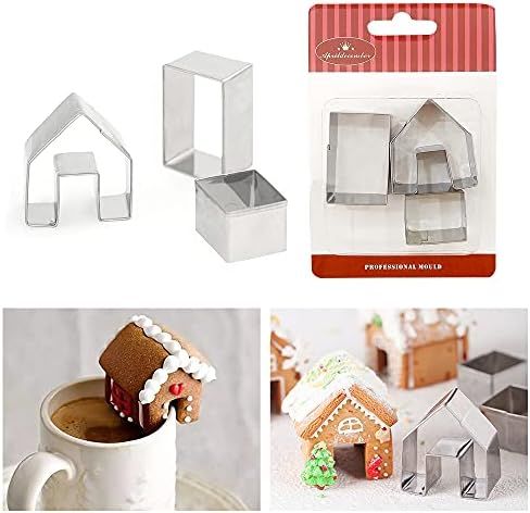 3Pcs Christmas House Cookie Cutter Set, Mini Ginger House Stainless Steel Cookie Cutter, Chocolat... | Amazon (US)