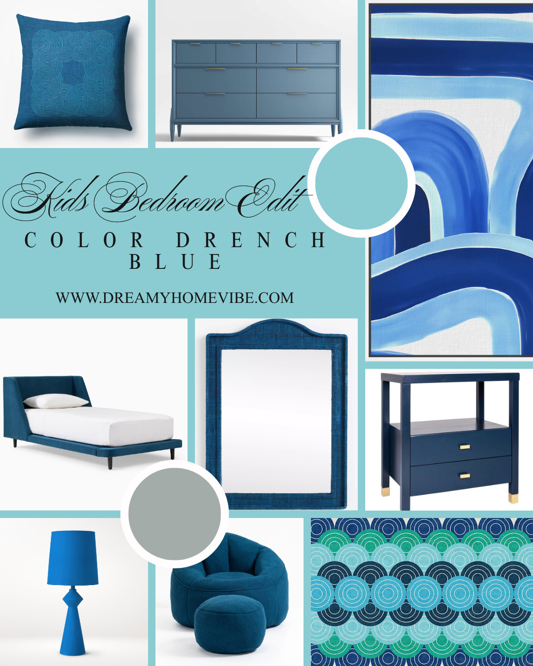 Layered blues and thoughtful textures shape a bedroom that feels calm and creative. Color Drench Blue is cohesive without feeling flat.
#KidsDecor #MonochromeStyle #DesignEdit #DiscoverMore #HomeStyle 

 #LTKHome