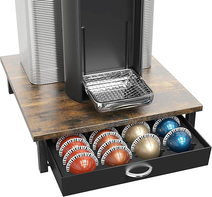 DecoBrothers Vertuo Pod Holder Drawer, 24 Large or 48 Small Nespresso Capsule Organizer, Rustic B... | Amazon (US)