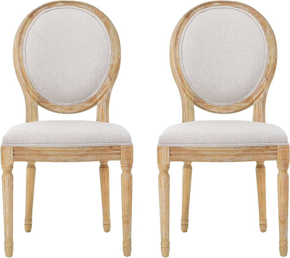 Christopher Knight Home Phinnaeus Polyester Beige Fabric Dining Chair (Set of 2), 2-Pcs Set | Amazon (US)