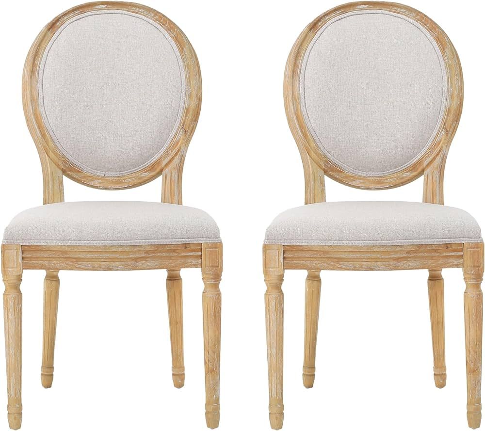 Christopher Knight Home Phinnaeus Polyester Beige Fabric Dining Chair (Set of 2), 2-Pcs Set | Amazon (US)