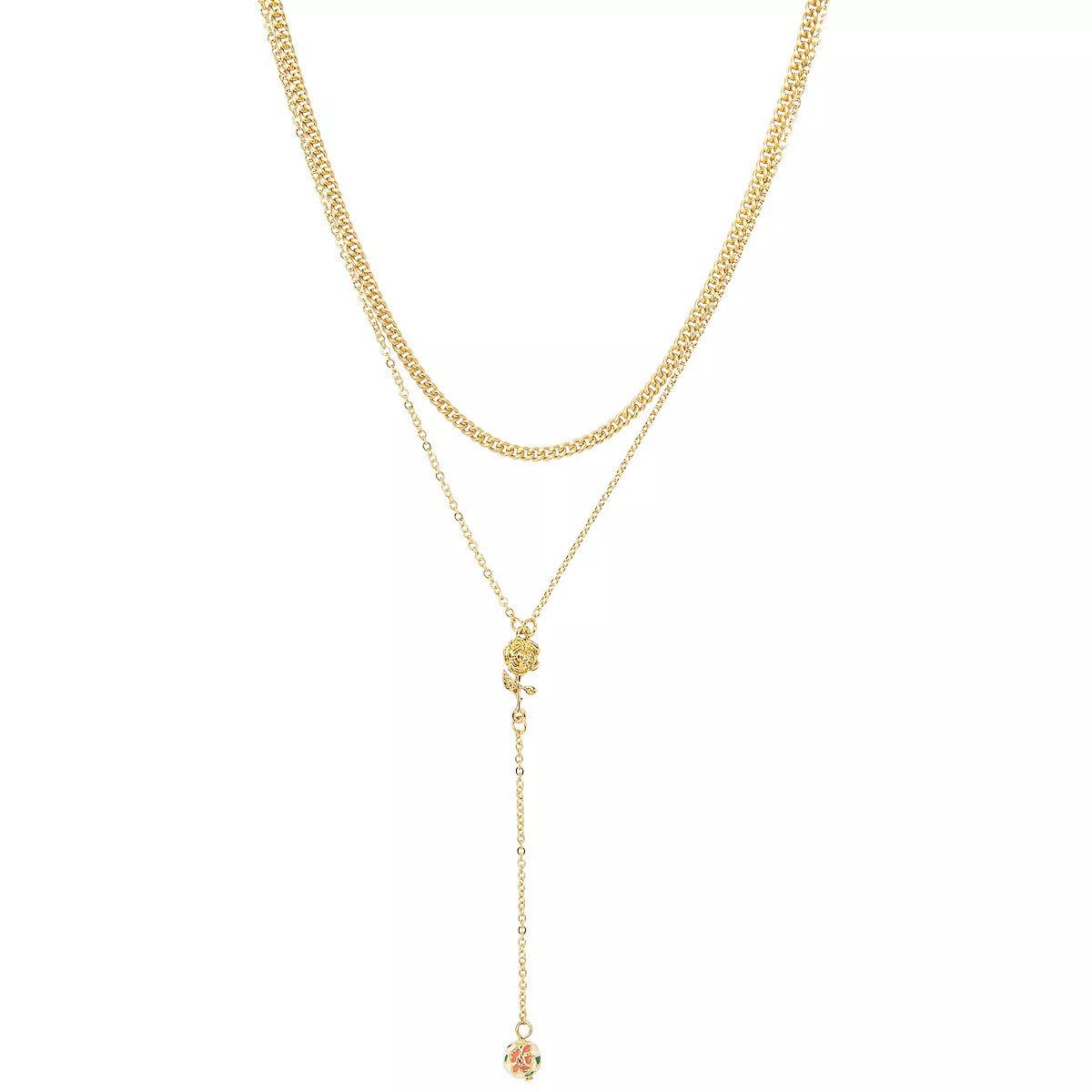 LC Lauren Conrad 2 Row Rose & Floral Enamel Bead Y Necklace | Kohl's