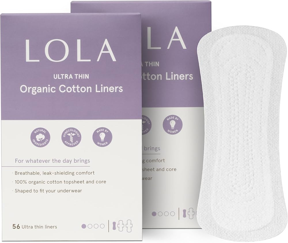 LOLA Ultra Thin Liners, 112 Count - Organic Cotton Panty Liners for Women, Hypoallergenic Pads fo... | Amazon (US)