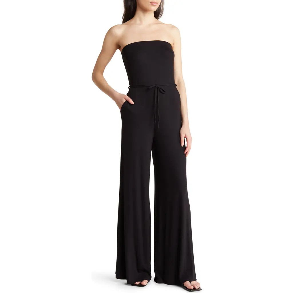GO COUTURE Strapless Wide Leg Jumpsuit in Black at Nordstrom Rack, Size Medium | Nordstrom Rack