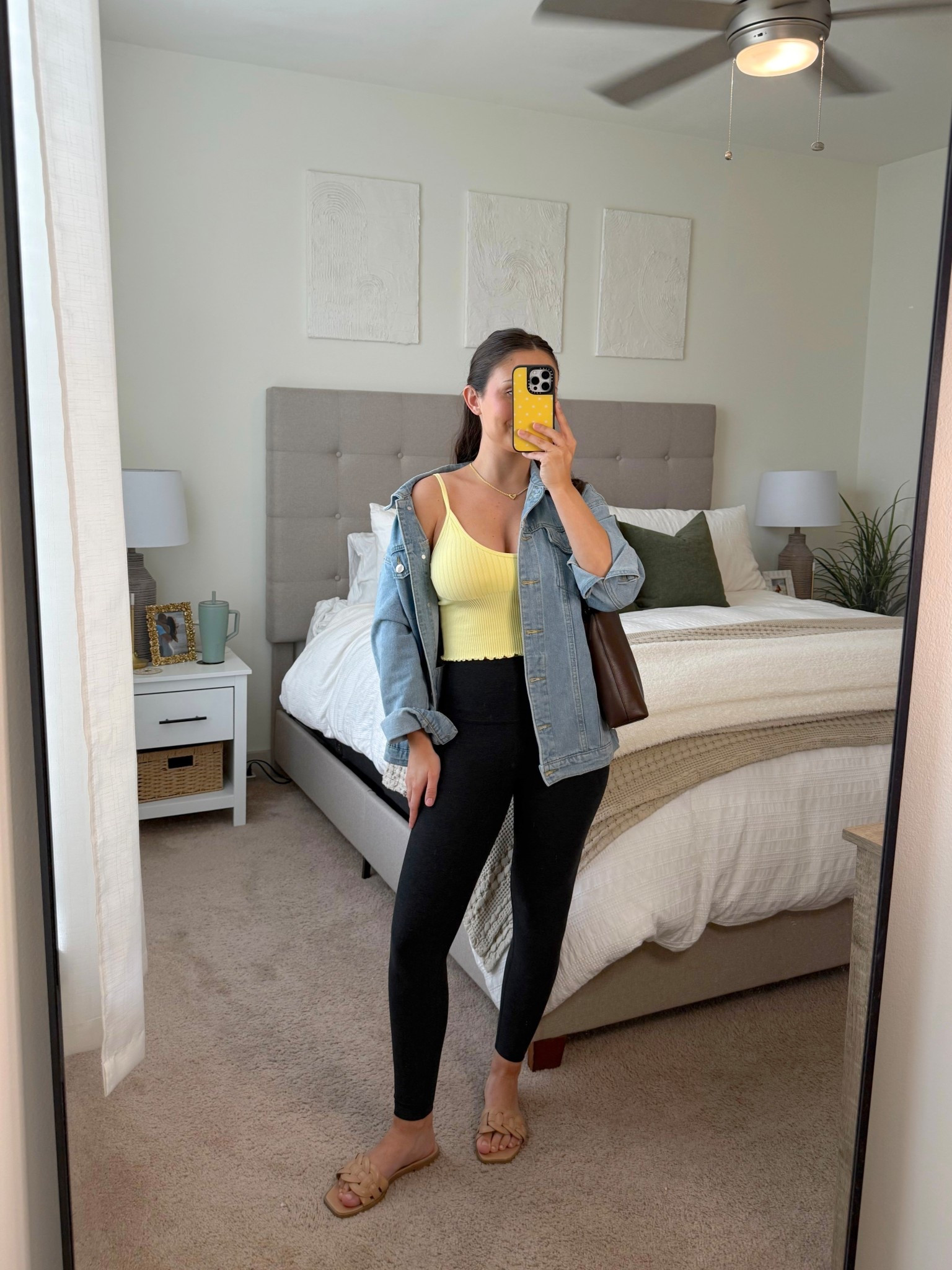 Denim jacket - XS (oversized fit),
Tank - XS,
Leggings - XS

#LTKPetite #LTKgrwm #LTKootd