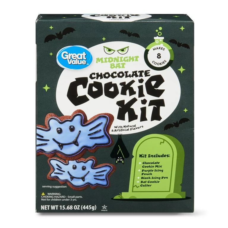 Great Value Midnight Bat Chocolate Cookie Kit 15.68oz Box | Walmart (US)
