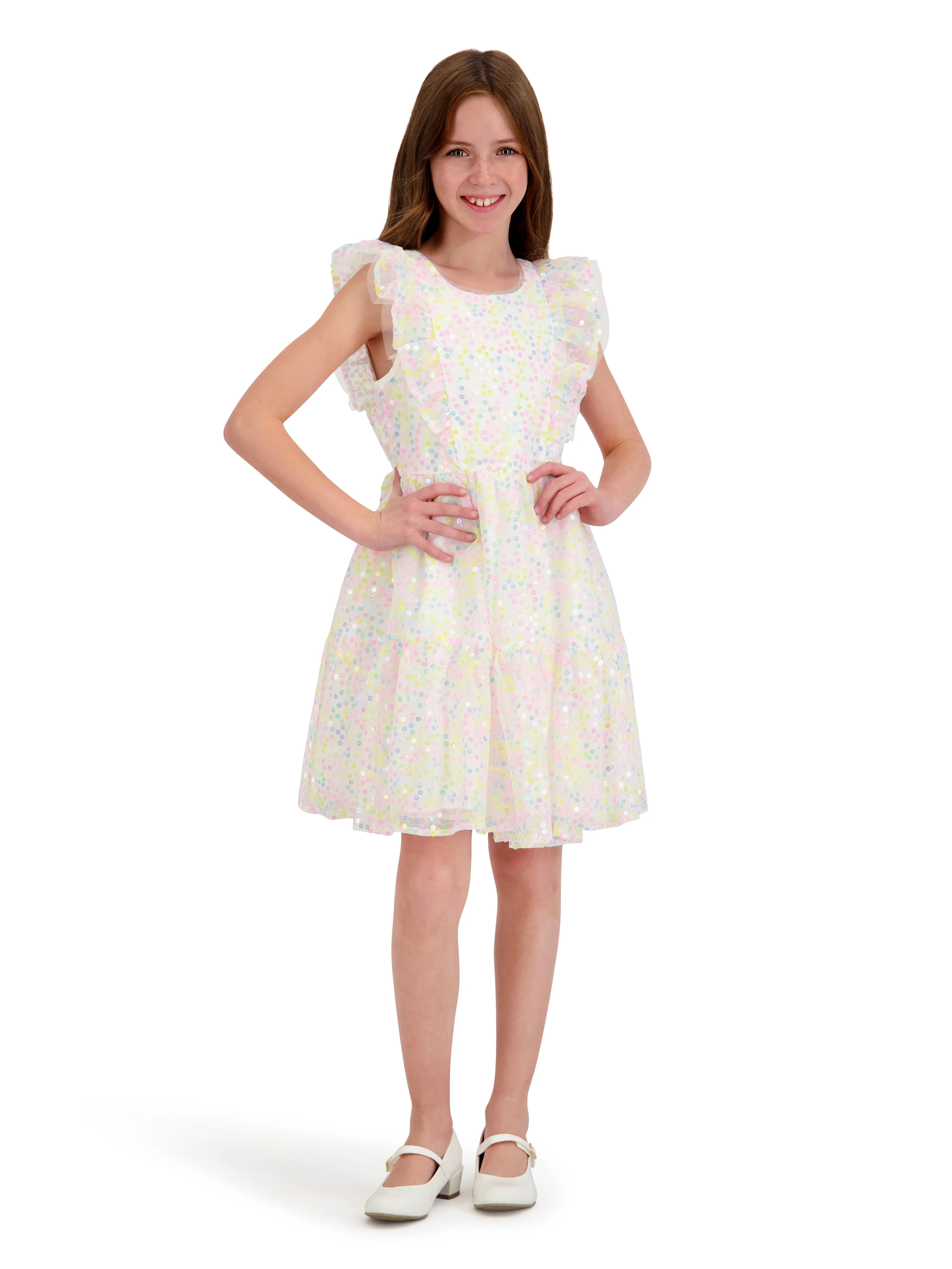 Kensie Girl Sleeveless Sequin Dress with Ruffles, Sizes 4-16 | Walmart (US)