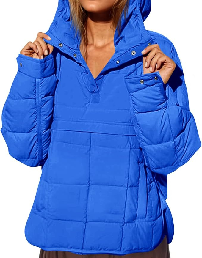 Fazortev Womens Oversized Puffer Jacket Quilted Dolman Hoodies Pullover Long Sleeve Lightweight W... | Amazon (US)