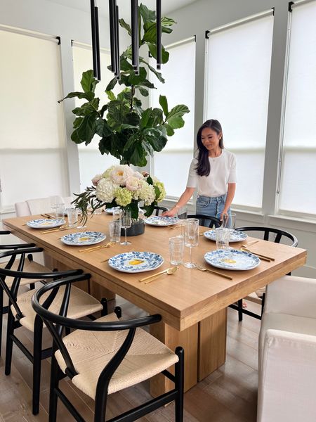Dining table set for summer. Love how this extension dining table can fit up to 12 people! Linking a look for less with similar silhouette from studio McGee target! Love our poly and bark wishbone chairs from Amazon and they are comfortable, too  

#LTKhome #LTKstyletip