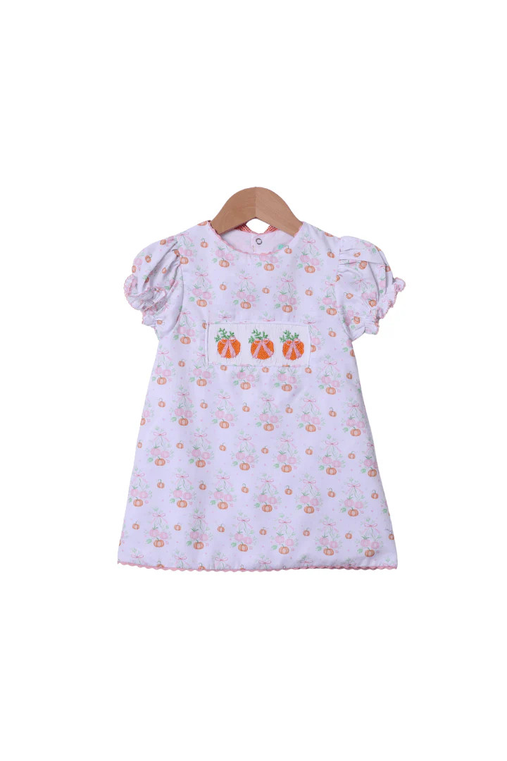 Smocked Sweet Pumpkin Orange Gingham Bow Dress | The Smocked Flamingo