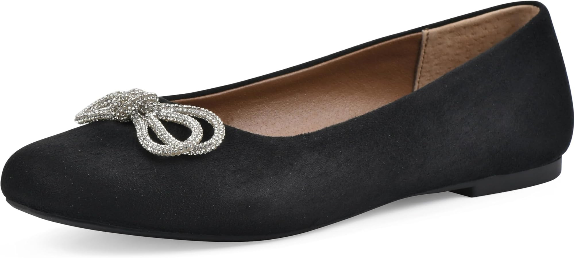 WHITE MOUNTAIN Women's Sashimi Rhinestone Double Bow Ballet Flat | Amazon (US)