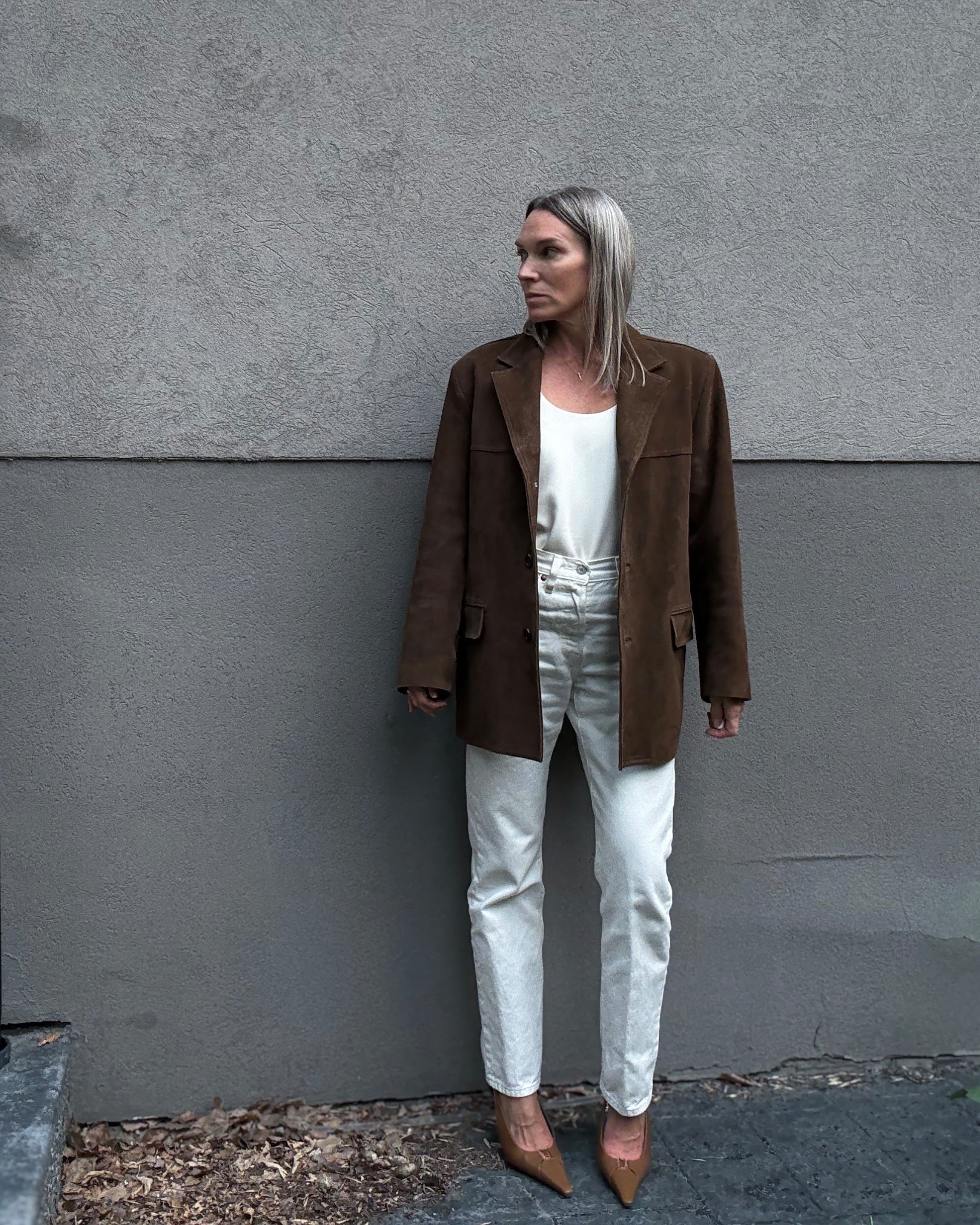 Brown suede is the new black!  I jumped on the brown suede trend last year and I’m glad i did.  Linking similar blazers (this brand isn’t supported).  If the Magda Butrym one I linked is in your size, it is on major sale and I would snatch it up if I were you!  Top is one of my favourite brands @almadalabel and I’m wearing a size xs (tts).  Jeans are Levi’s 90s 501 and i sized up 2 sized (size 26).

#LTKover50style #LTKjeans #LTKstyletip