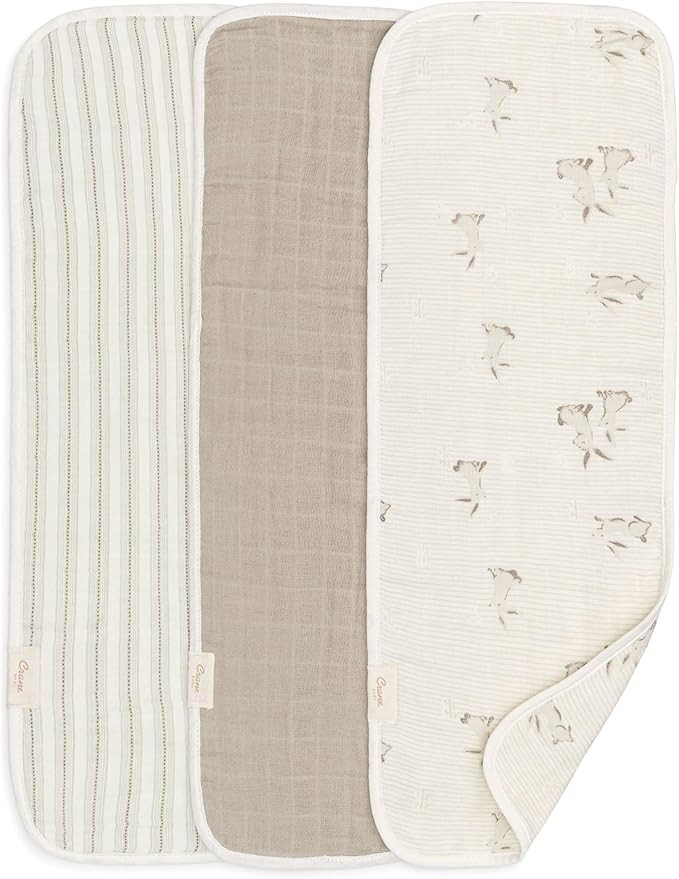 Crane Baby Organic Muslin Baby Burp Cloths, 3-Pack, 100% GOTS Organic Cotton, Absorbent, Lightwei... | Amazon (US)