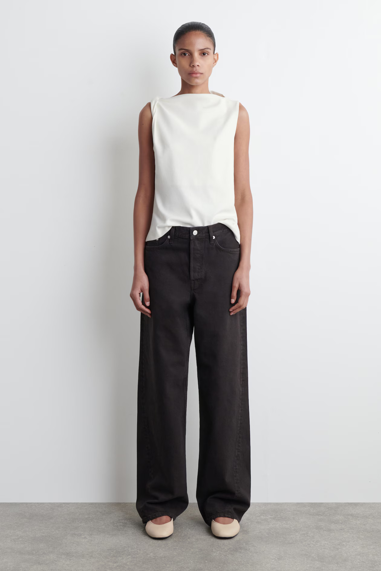 LEATHER BALLERINA FLATS - ECRU | COS (EU)