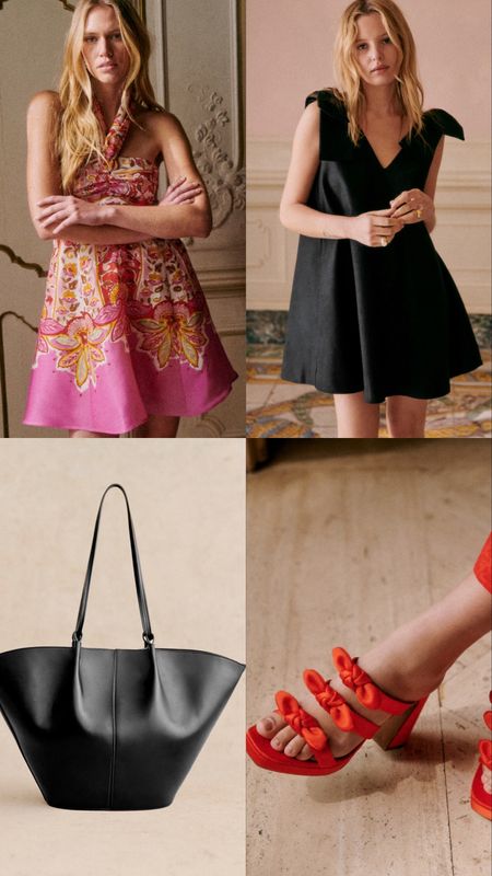 Favorite spring Sézane picks. French girl style, French fashion, spring dresses, linen dress, black mini dress, red heels, bow heels, black tote bag, leather tote, block heel

#LTKshoecrush #LTKeurope #LTKitbag