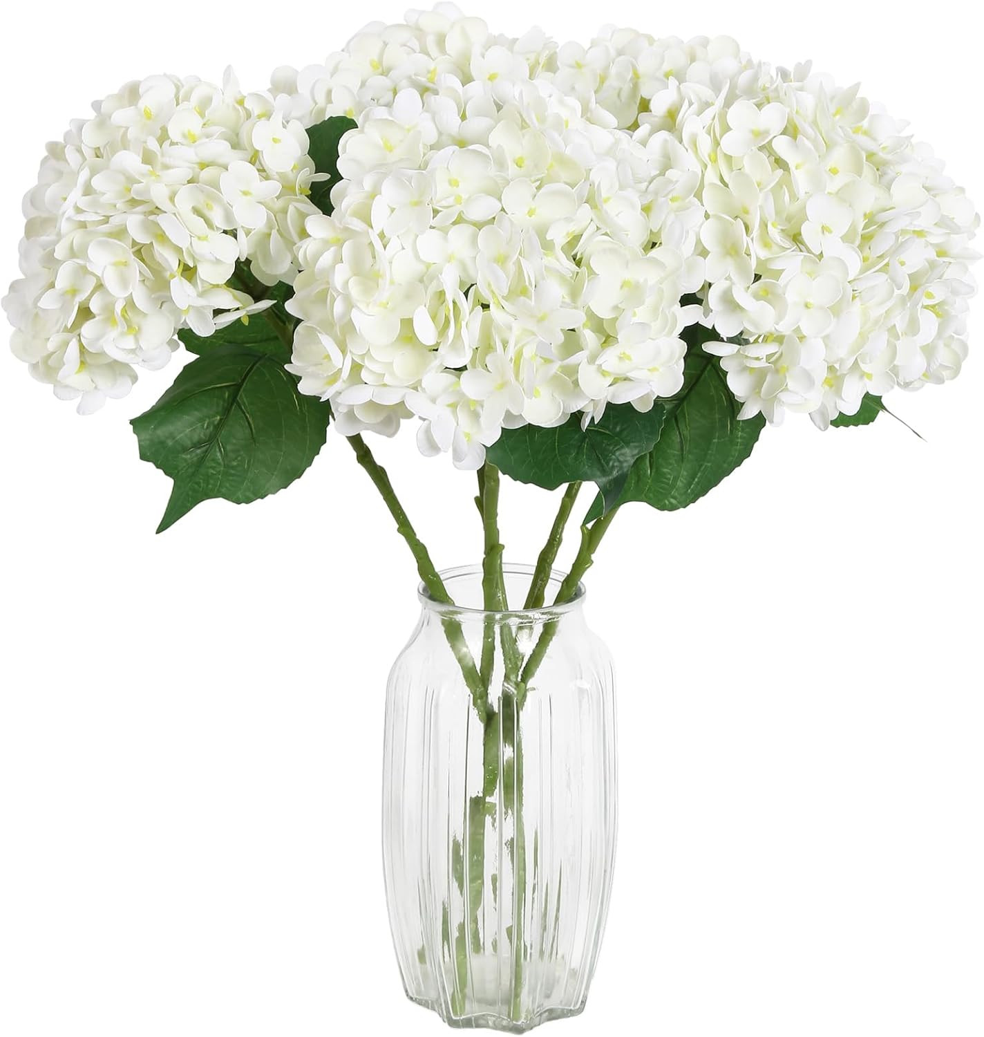 4PCS Real Touch White Hydrangea Artificial Flowers 21'' Large Latex Fake Hydrangea Flowers Faux H... | Amazon (US)