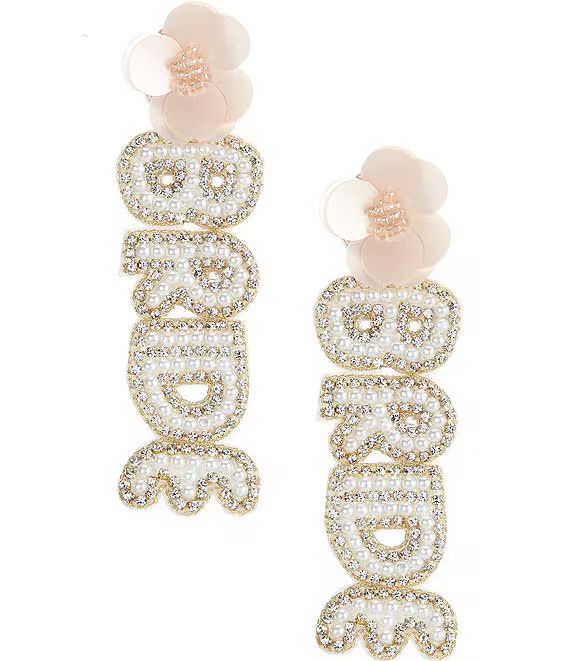 Borrowed & Blue by Southern Living Beaded Bride Linear Statement Earrings | Dillard's