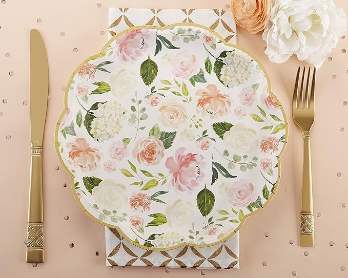 Kate Aspen, Floral Paper Plates, Disposable Dinnerware Set (Set of 8) | Amazon (US)