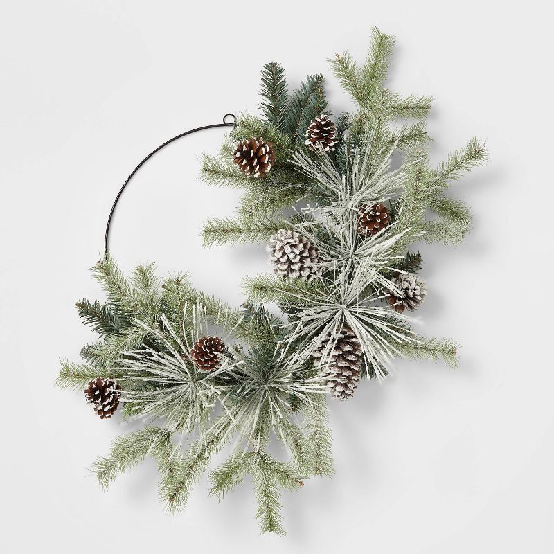 22" Mixed Snowy Greenery and Pinecone Artificial Wreath - Wondershop™ | Target
