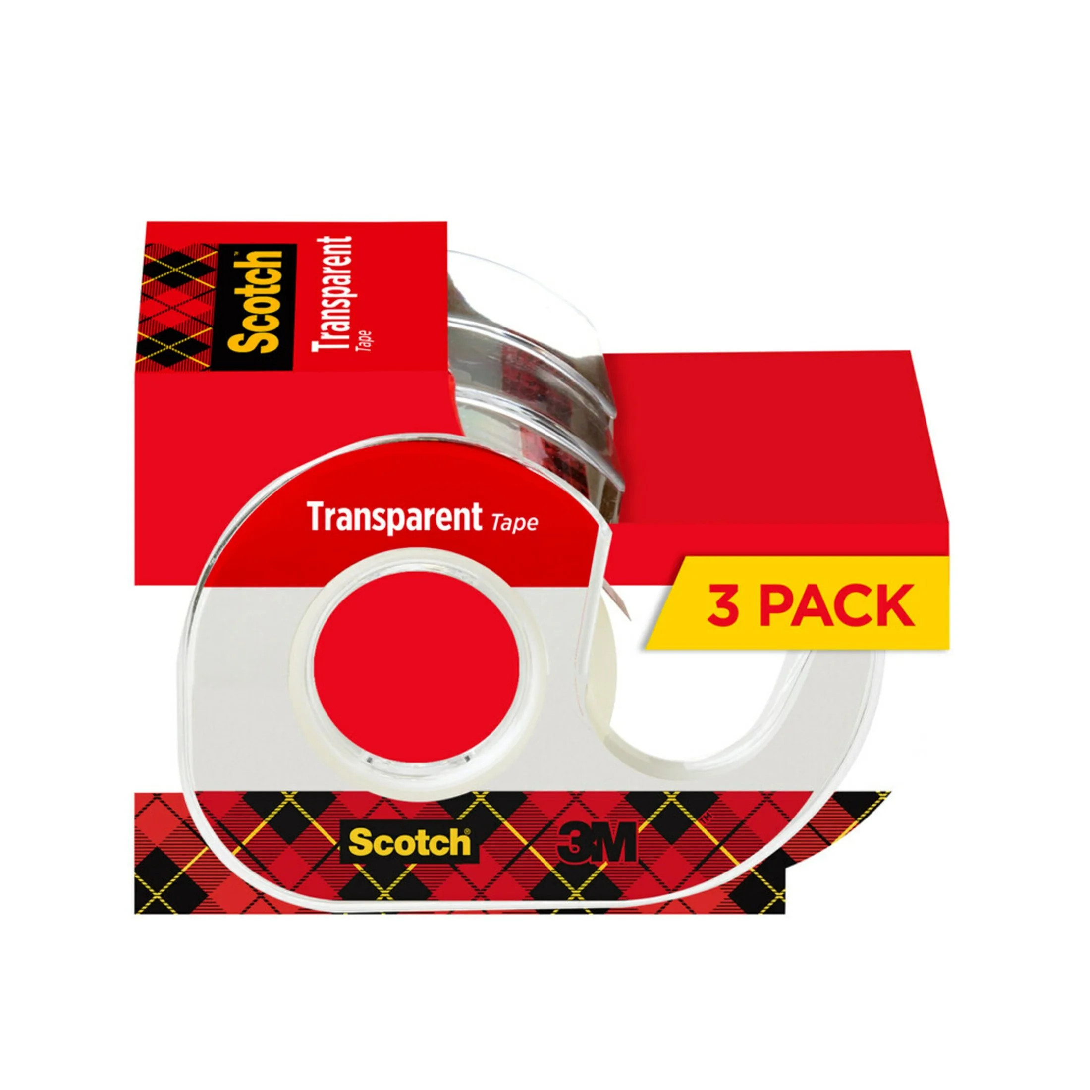 Scotch Transparent Tape Dispenser Tape, Clear, 3/4 in x 300 in, 3 Dispensers | Walmart (US)