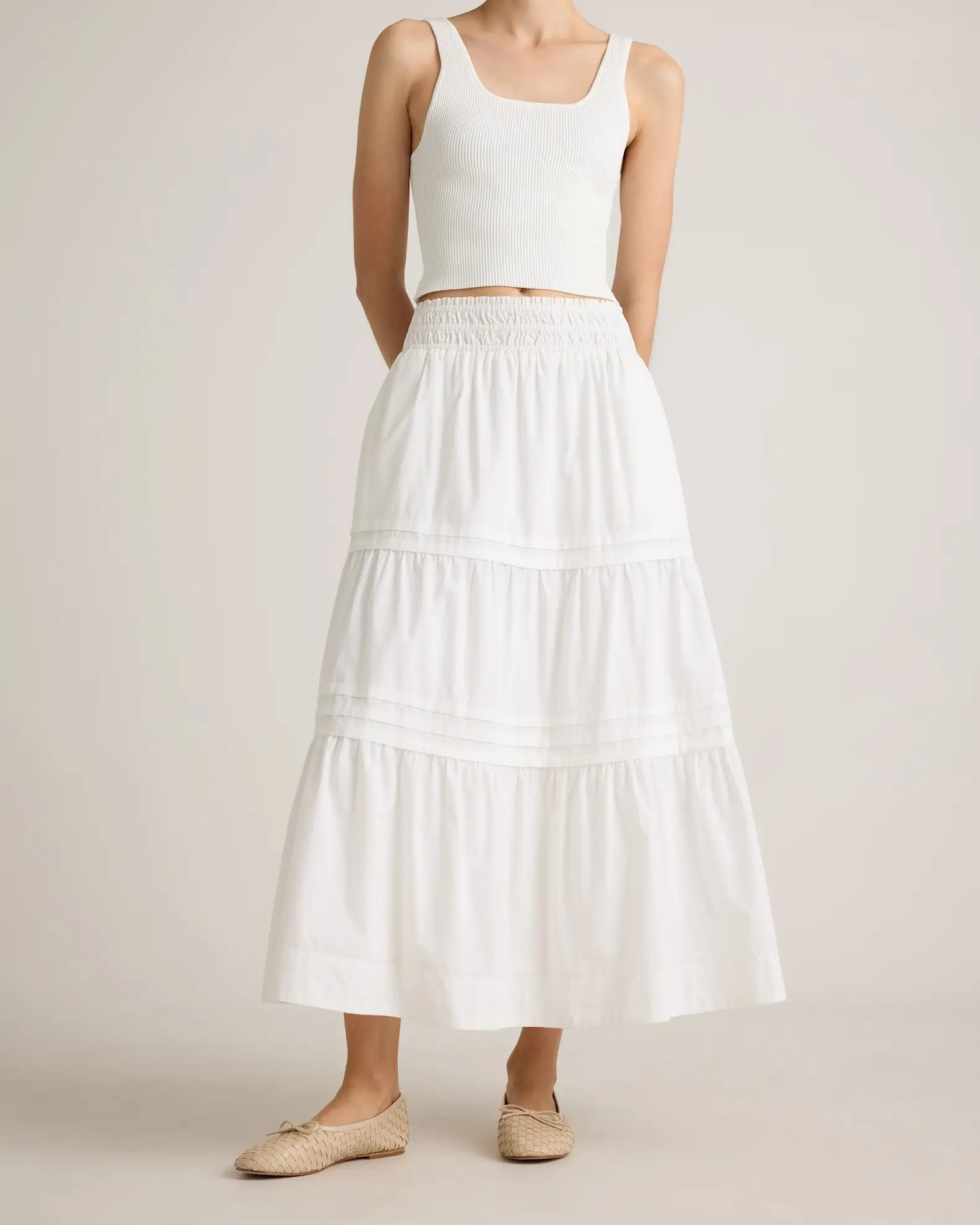 100% Organic Cotton Poplin Tiered Maxi Skirt | Quince
