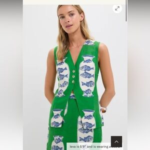 Hunter Bell Lachlyn Linen Blend Herring Green Vest Size Ladies 6 Worn 1x perfect | Poshmark