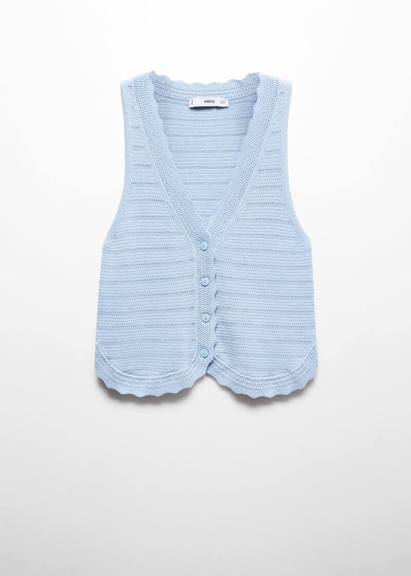 Knitted vest with openwork details -  Women | Mango USA | MANGO (US)