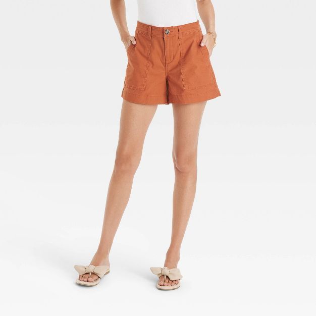Women's High-Rise Utility Chino Shorts - A New Day™ Orange | Target