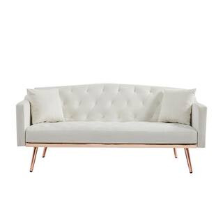 Westsky 64.9 in. Modern Square Arms Velvet Convertible Folding Futon Straight Sofa Bed Couch for ... | The Home Depot