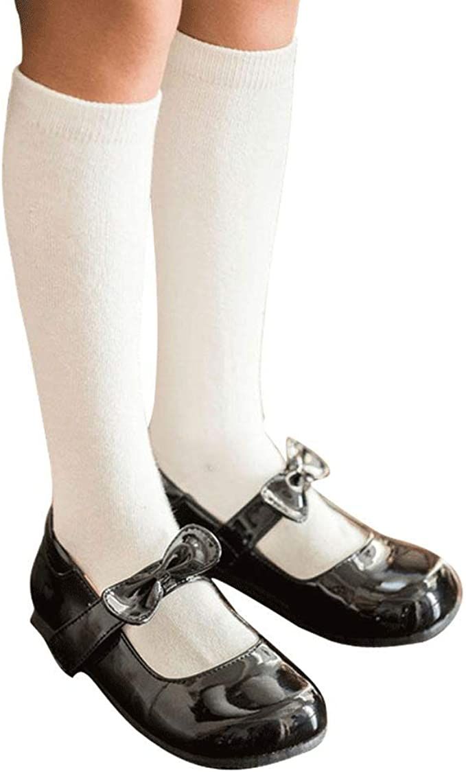 COTTON DAY Kids Boys Girls Soft Knee High School Uniform Dress Socks Seamless Toe Black White Nav... | Amazon (US)